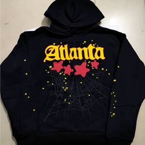 Black Graphic Hoodie with Star Design